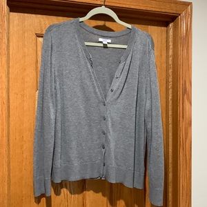 Gray cardigan long sleeve sweater.